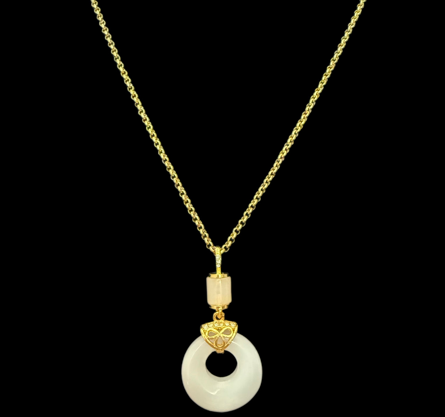 White Aura Donut Necklace