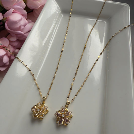 Gold Flower Pendant Necklace