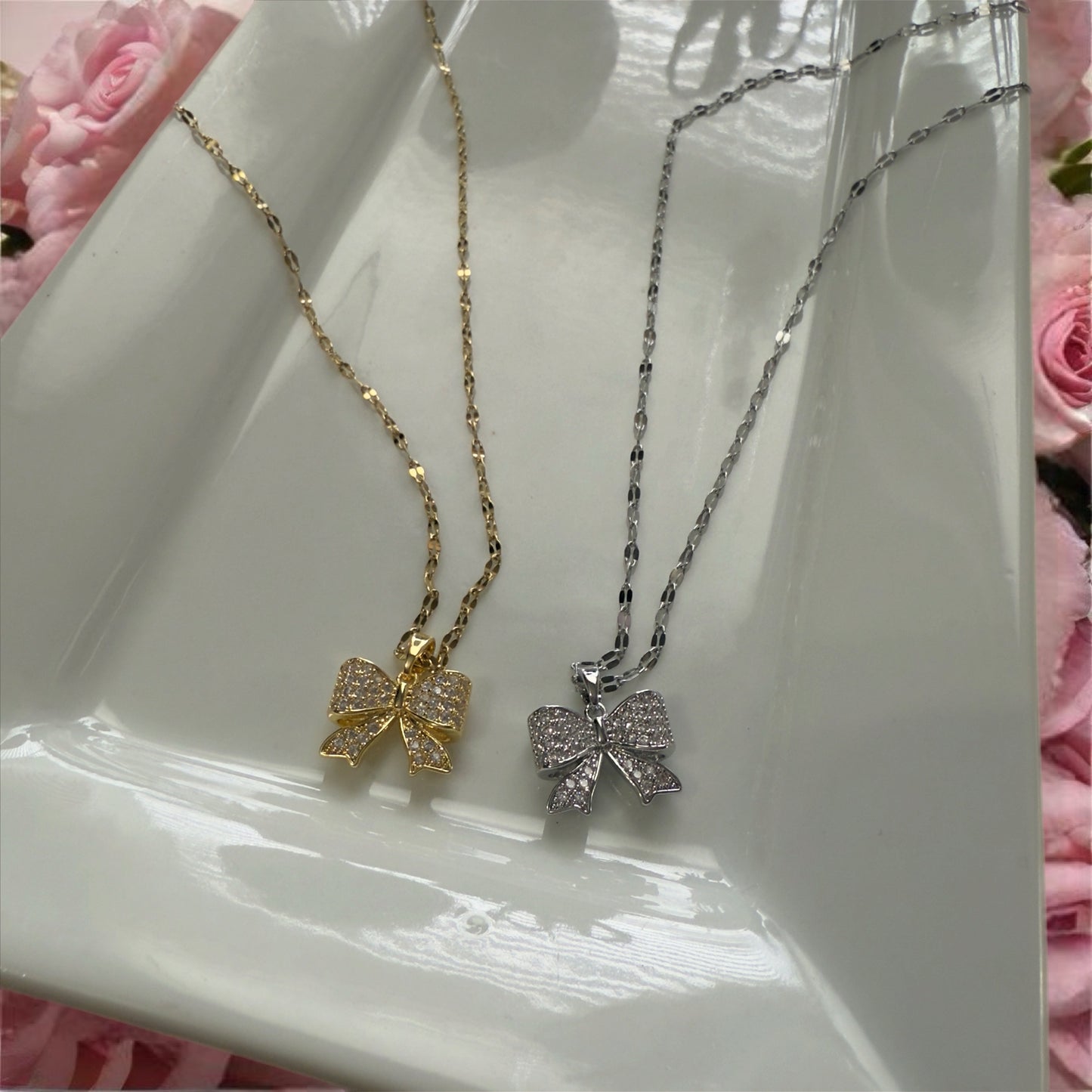Diamond Bow Necklace
