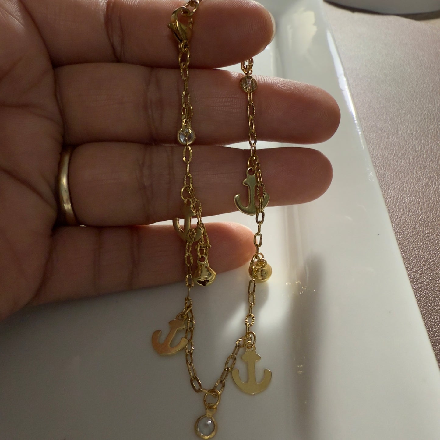 Gold Anchor Anklet