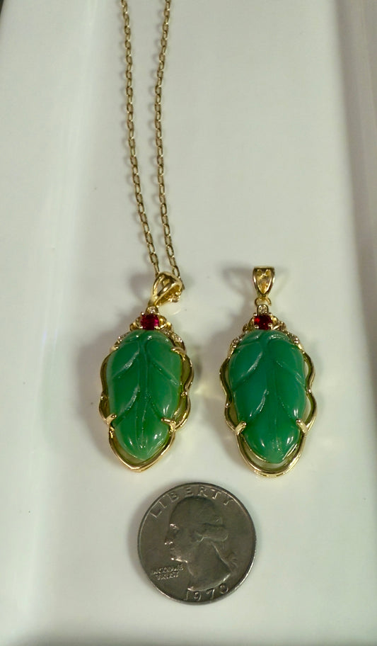 Jade Stone Leaf Necklace