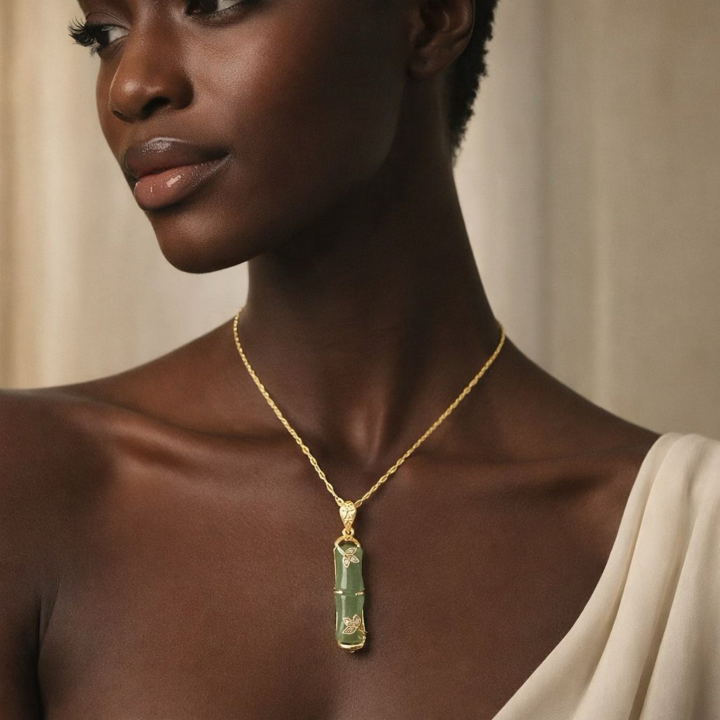 Gold Bamboo jade necklace