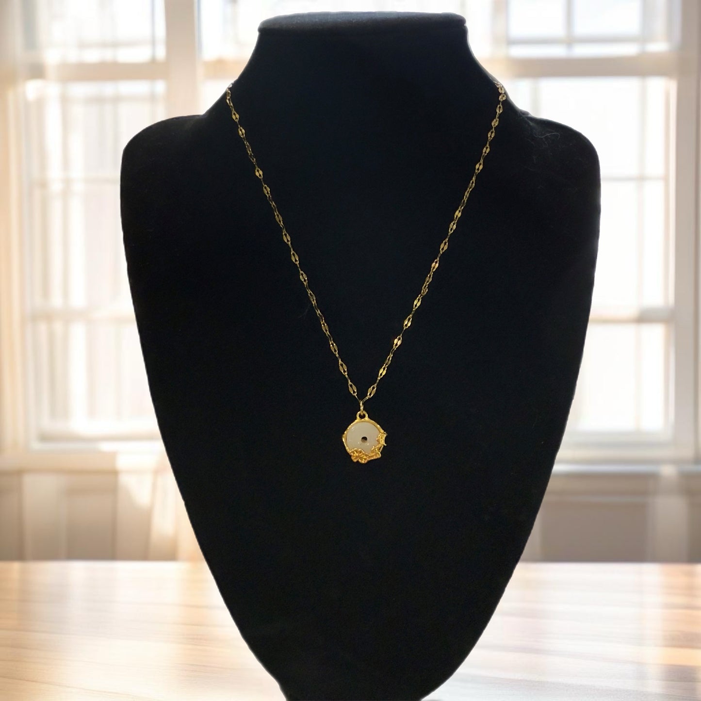 Gold Jade Pendant Necklace