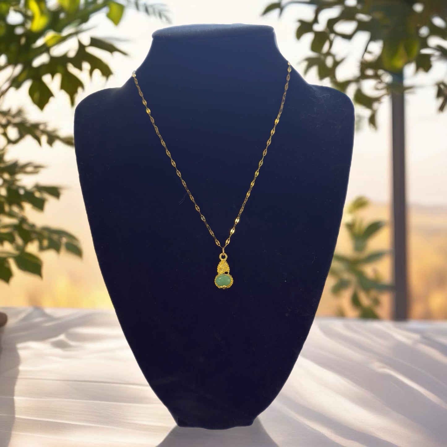 Gold Jade Pendant Necklace