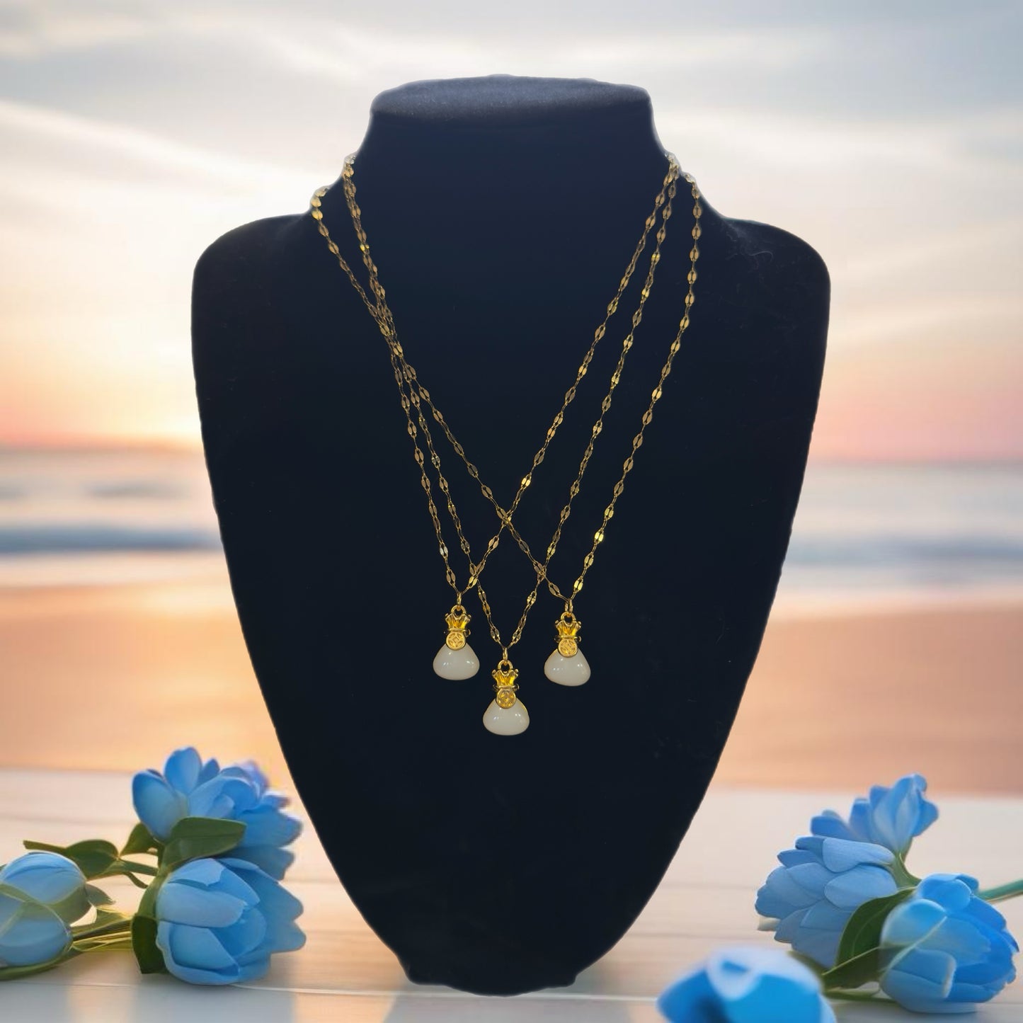Gold Jade Pendant Necklace