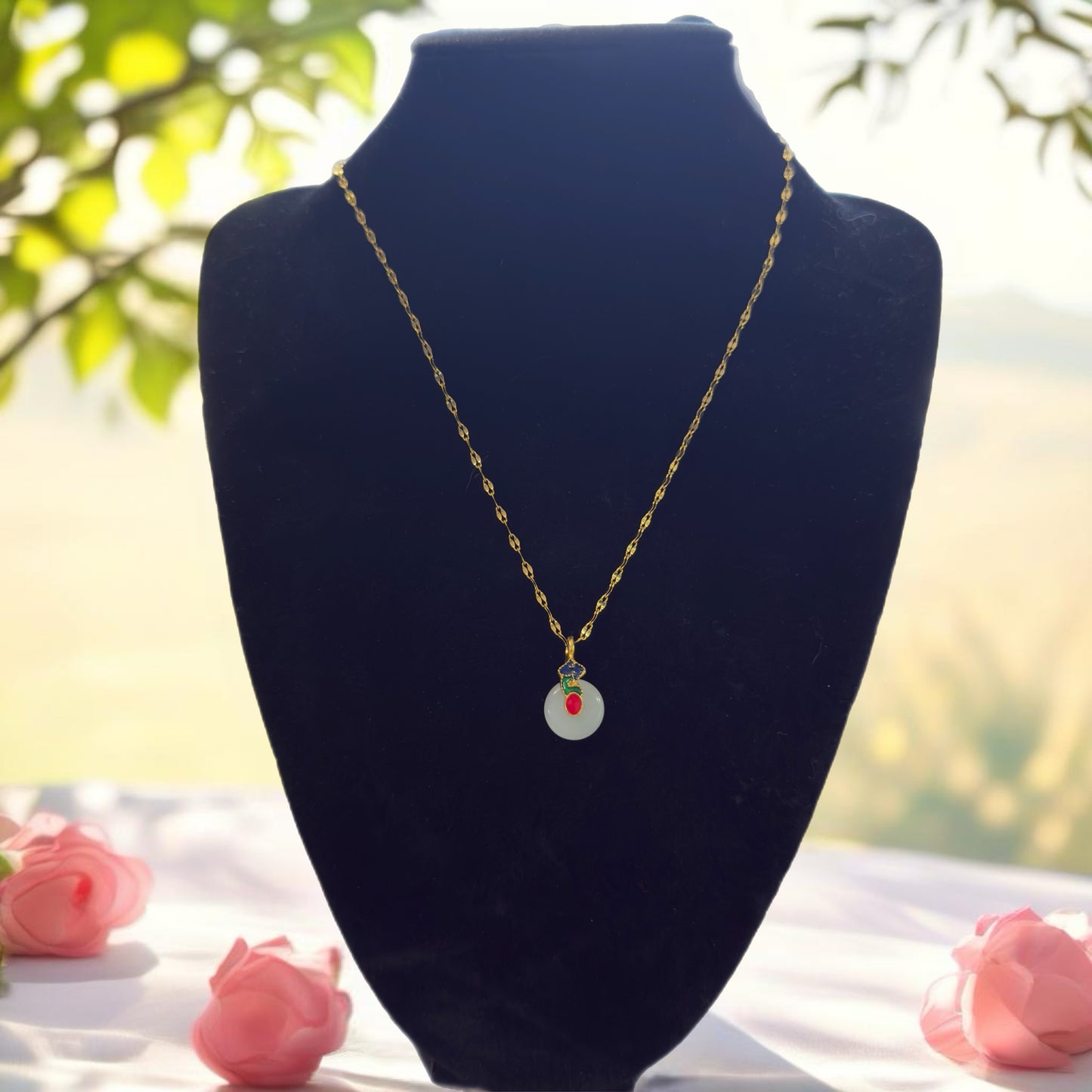 Gold Jade Pendant Necklace