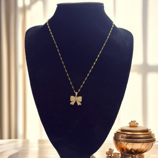 Diamond Bow Necklace