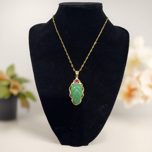Jade Stone Leaf Necklace