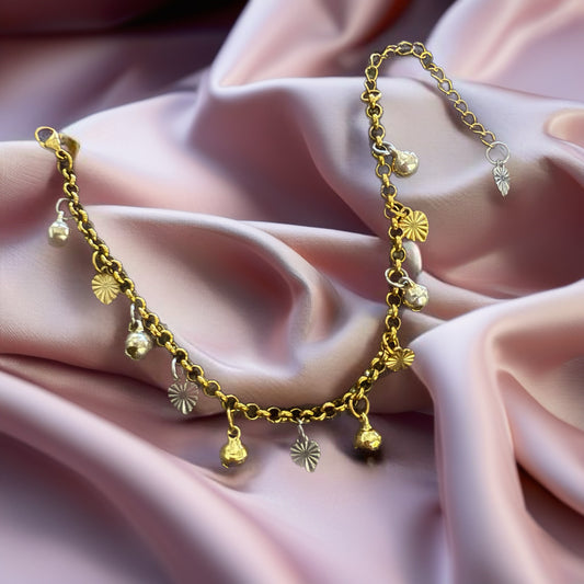Two-Tone Bell & Heart Bracelet