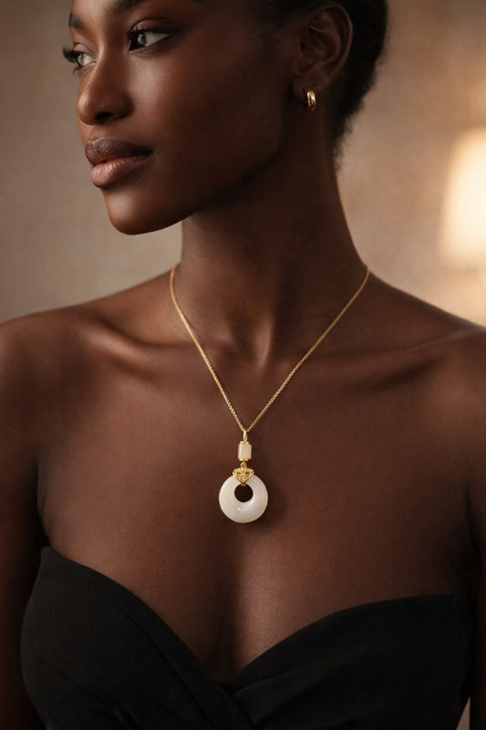 White Aura Donut Necklace