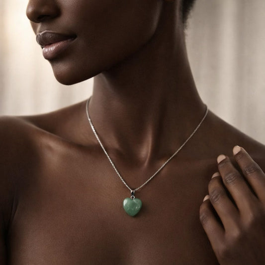 Silver Heart Aventurine Necklace