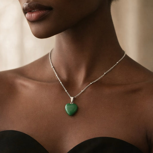 Silver Heart Aventurine Necklace