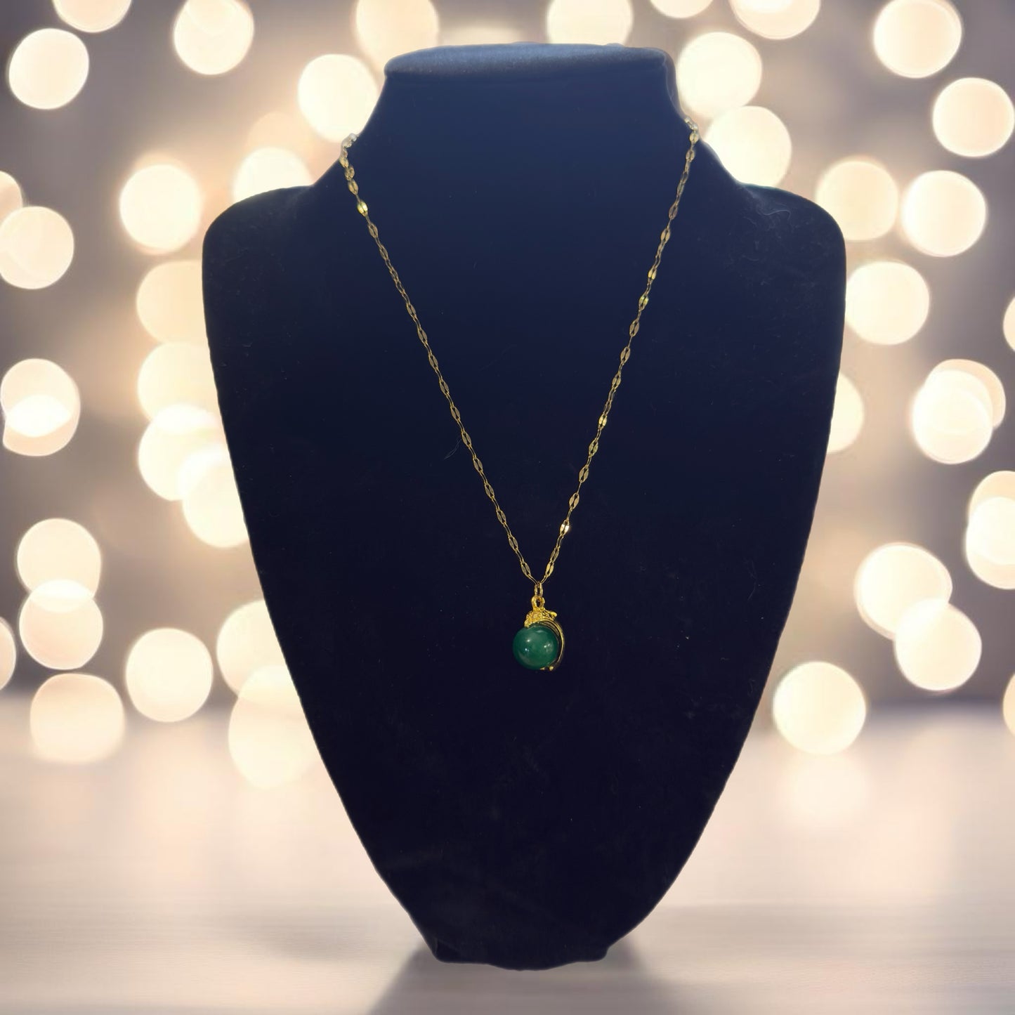 Gold Jade Pendant Necklace