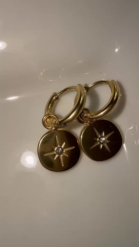 Gold Nothern Star drop Earring